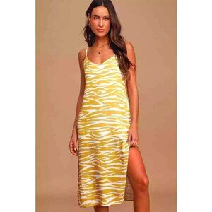 NWT CHARLIE HOLIDAY Madagascar Lina Yellow Zebra Print Midi Sun Dress XS & M